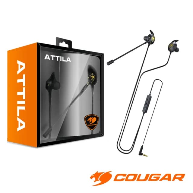 【COUGAR 美洲獅】ATTILA 線控型全指向麥克風 入耳式電競耳機(聖誕節 交換禮物)