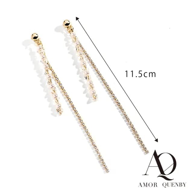 【AQ】925純銀水晶閃耀長流蘇耳環/耳針(飾品/配件) - momo購物網 - 好評推薦 -