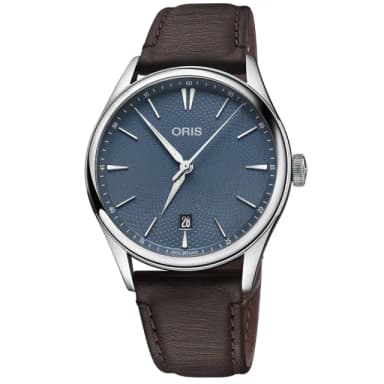 【ORIS 豪利時】Artelier 日期機械錶-藍x咖啡/40mm 送禮 禮物 推薦(0173377214055-0752131FC)