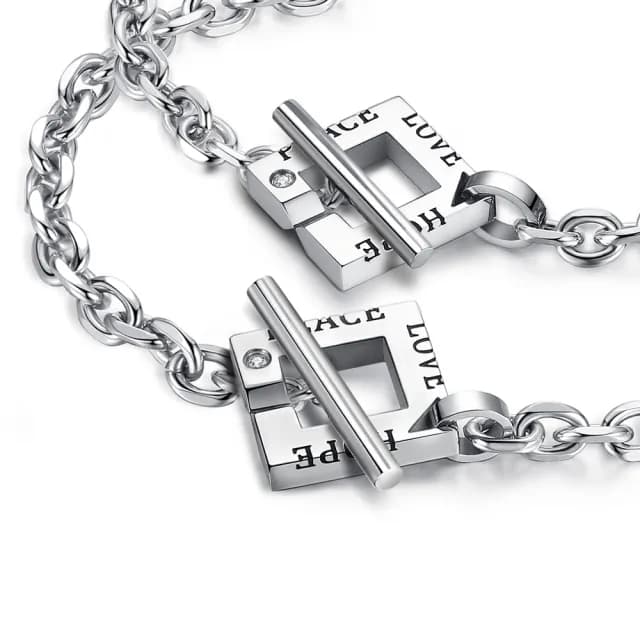 【GIUMKA】快速倉．情侶手鍊．OT字扣．銀色(情人節禮物)