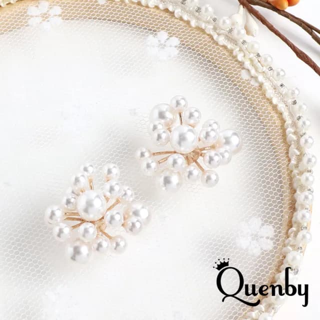 【Quenby】925純銀 日韓微甜美風珍珠花朵耳環(耳針/飾品/配件) - momo購物網 - 好評推薦 -