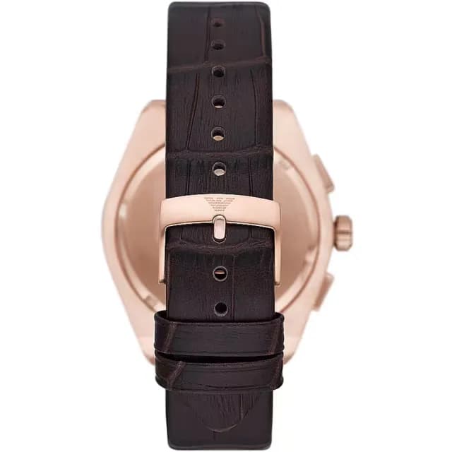【EMPORIO ARMANI】亞曼尼 雙眼計時手錶-咖啡皮帶/43mm 禮物 送禮 推薦(AR11563)