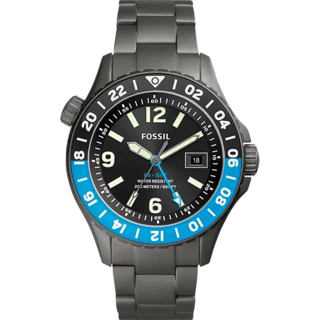 【FOSSIL】GMT 限量鈦金屬200米潛水錶-灰/45mm 禮物 送禮 推薦(LE1100)