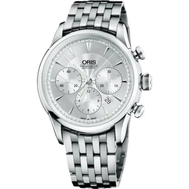 【ORIS 豪利時】Artelier 復刻三眼計時機械腕錶-銀/44mm 禮物 送禮 推薦(0167676034051-0782273)