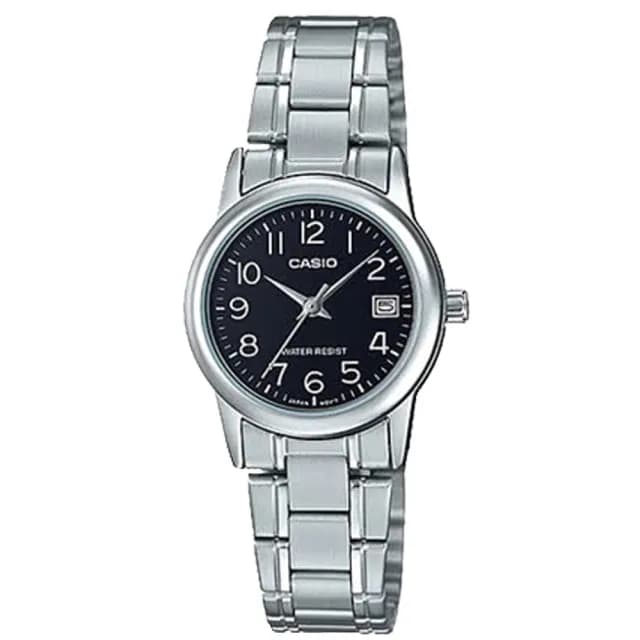【CASIO 卡西歐】LTP-V002D 簡約數字小錶面日期顯示鋼帶錶