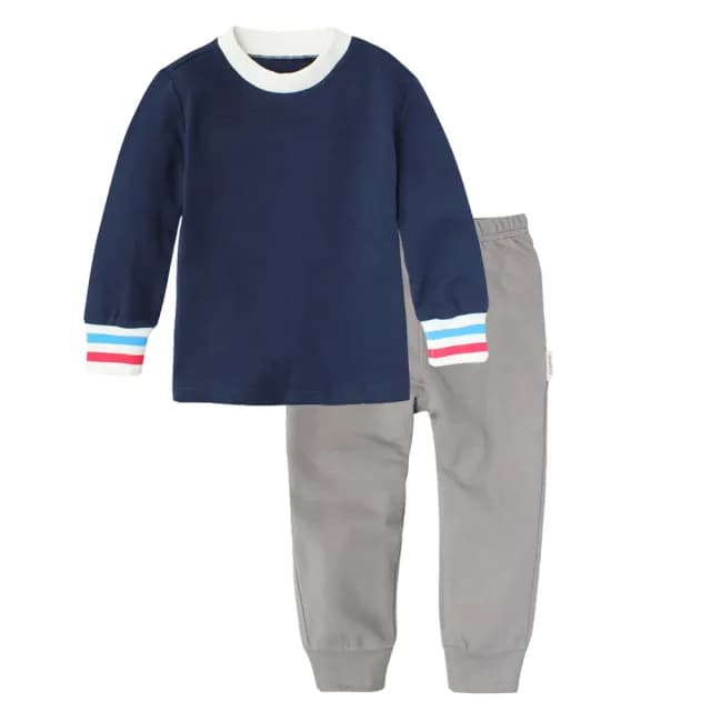 【Baby 童衣】兒童套裝 簡約螺紋素面居家服 休閒套裝 12012(長袖套裝)