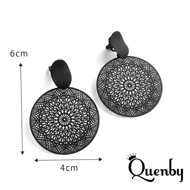 【Quenby】時尚流行感黑色捕夢網耳環/無耳洞耳夾(耳針/飾品/配件) - momo購物網 - 好評推薦 -