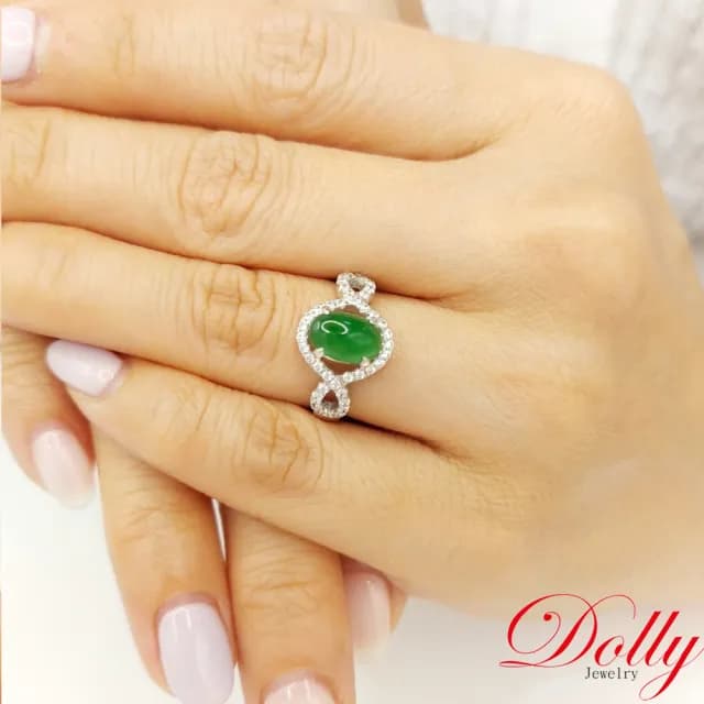 【DOLLY】14K金 緬甸陽綠冰種翡翠鑽石戒指(母親節 長輩送禮 交換禮物首選)