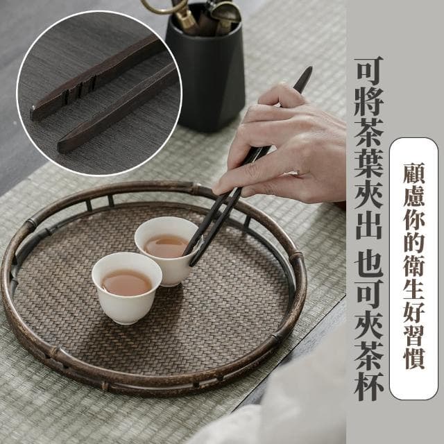 【茶之道】品茗黑檀木實木茶具五件套(茶夾 茶刀 茶勺 杯叉 養壺筆 茶刮 六君子套組 茶道配件)