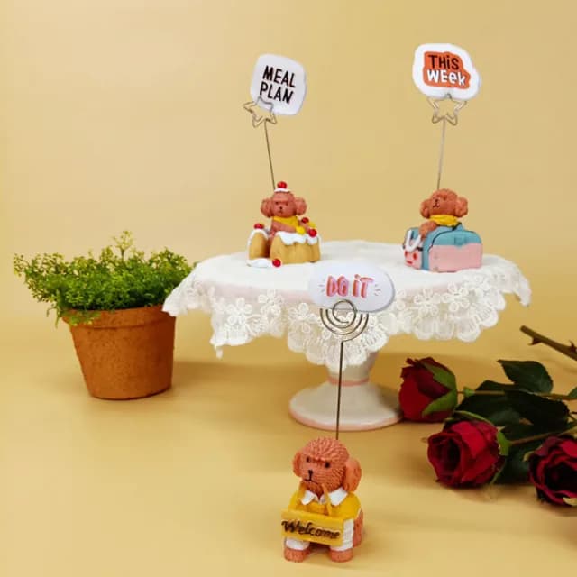 【BonBon naturel】貴賓狗可愛手工便簽夾/3入(名片夾/交換禮物)