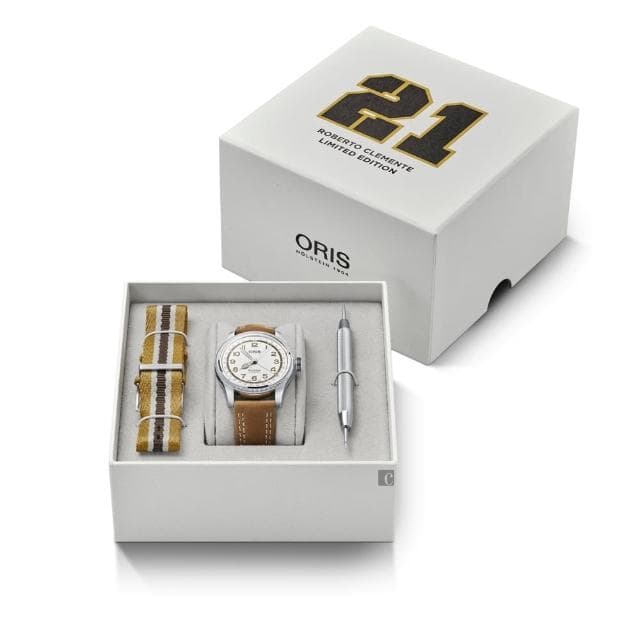 【ORIS 豪利時】棒球傳奇 羅伯托·克萊門特 Roberto Clemente限量腕錶 送禮 禮物 推薦(0175477414081-Set)
