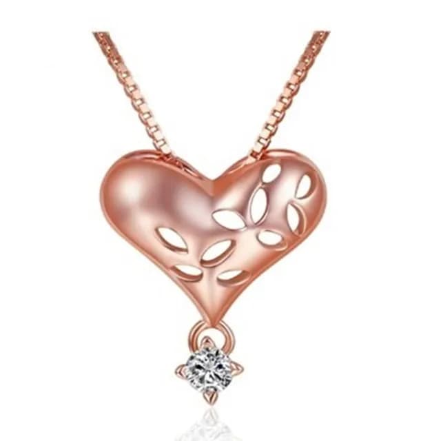 【米蘭精品】現貨+預購 玫瑰金純銀項鍊鑲鑽吊墜(韓版愛心獨特大方母親節情人節生日聖誕節禮物女飾品73fy65)