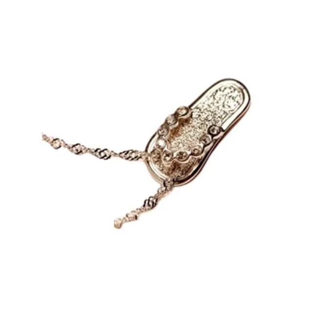 【米蘭精品】現貨+預購 925純銀項鍊鑲鑽吊墜(精緻時尚拖鞋造型母親節情人節生日聖誕節禮物女飾品73fy55)