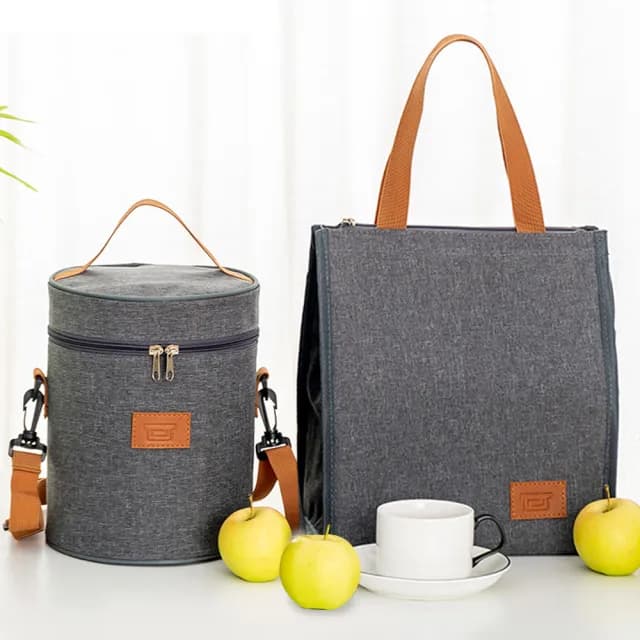 【E.City】情人節禮物 3入-懷舊時光保溫保冷野餐便當袋(雙層結構保溫保冰)