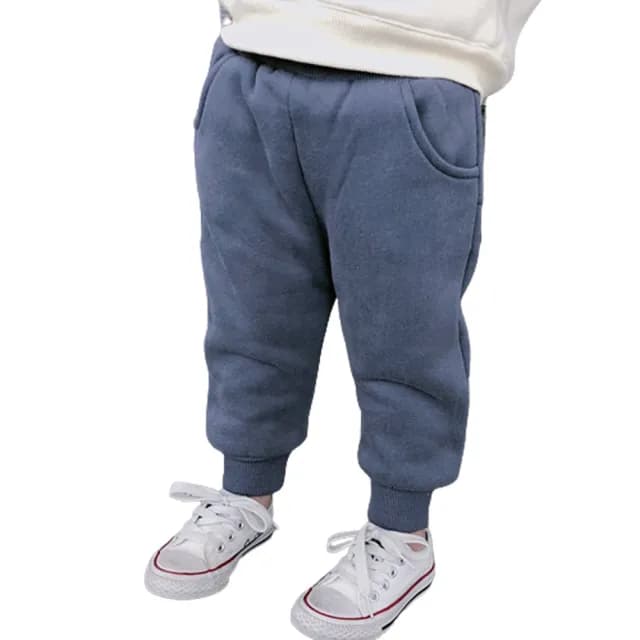 【橘魔法】（小童優惠價）厚棉絨口袋縮口長褲(童裝 男童 女童 兒童 童裝 素面 長褲 小童 保暖 加厚)