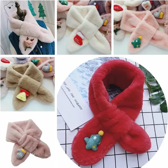 【Kori Deer 可莉鹿】聖誕風保暖兒童毛絨圍巾(寶寶保暖兒童圍脖 脖套)