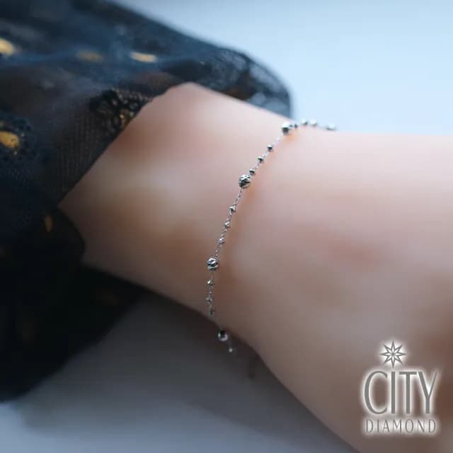 【City Diamond 引雅】18K刻面閃耀白K金手鍊(東京Yuki系列)