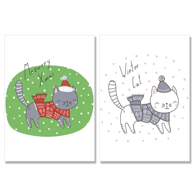 【24mama 掛畫】單聯式 油畫布 可愛 動物 貓咪 裝飾 兒童 節日 禮物 無框畫-30x40cm(聖誕節貓咪)