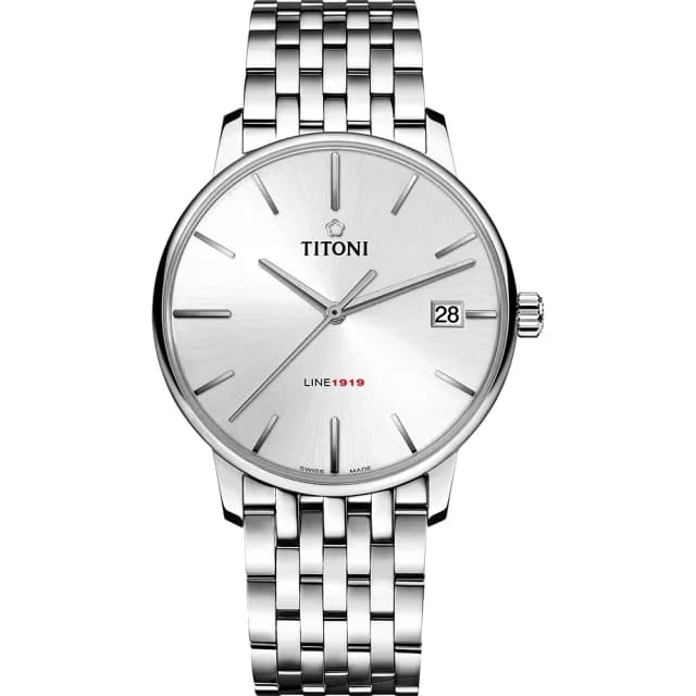 【TITONI 梅花錶】LINE1919 百年紀念 T10機械錶-銀/40mm 禮物 送禮 推薦(83919 S-575)