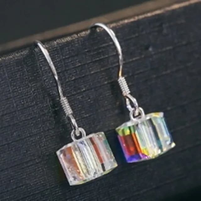 【米蘭精品】現貨+預購 925純銀耳環水晶耳飾(時尚閃耀魔方造型情人節生日聖誕節交換禮物女飾品73dz20)