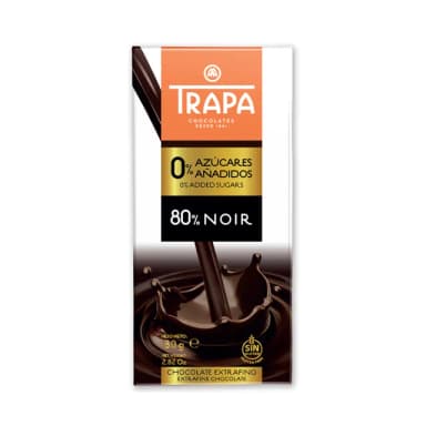 即期品【西班牙 Trapa】無添加糖80%黑巧克力片80g/片