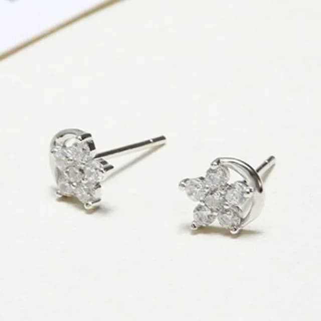 【米蘭精品】現貨+預購 925純銀耳環鑲鑽耳飾(時尚百搭梅花造型情人節生日聖誕節交換禮物女飾品73dy23)