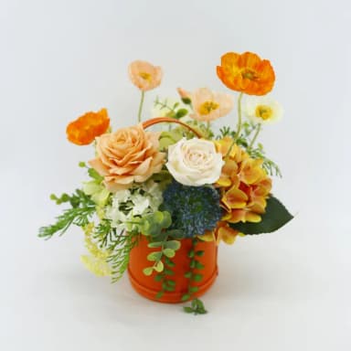 【HUGO DECO 榆果傢飾】橘玫瑰虞美人香氛花藝(擬真花/香氛/送禮/送花/端午節)
