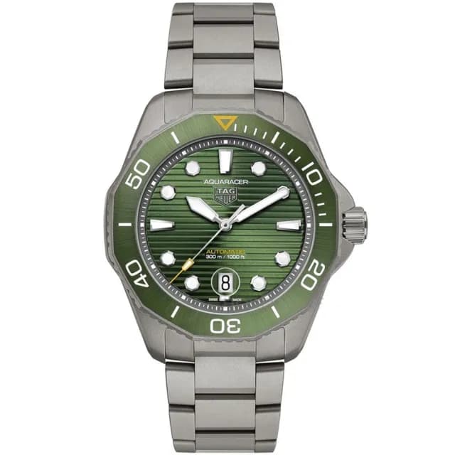 【TAG HEUER 豪雅】AQUARACER綠面機械x鈦金屬x43m(WBP208B.BF0631)