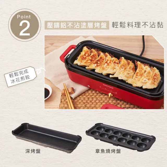 【MATRIC 松木】多功能電烤盤MM-PG2152C(日本品牌/章魚燒烤盤/章魚燒機/多功能電烤盤//中秋烤肉)