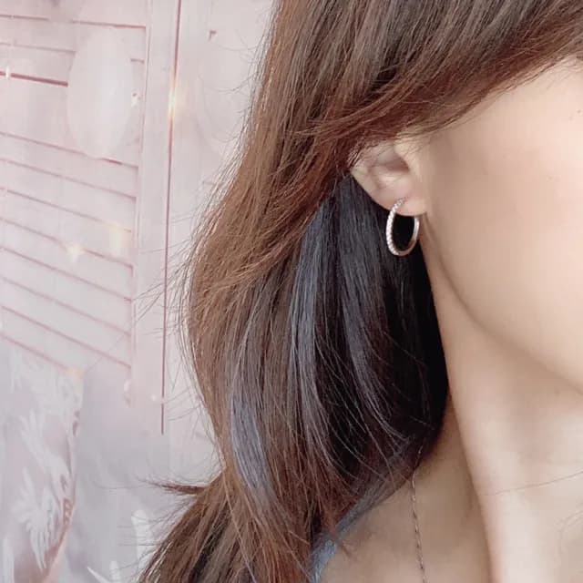 【City Diamond 引雅】14K天然鑽石斗圈耳環