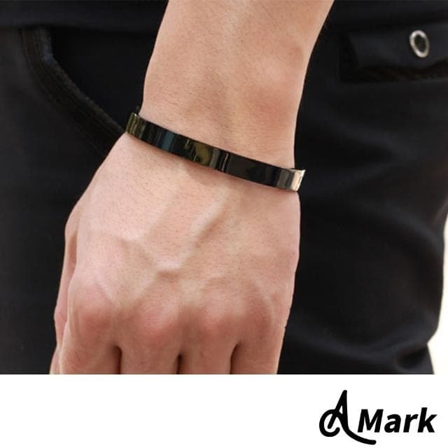 【A MARK】亮面簡約造型鈦鋼手環(生日禮物 情侶配飾)
