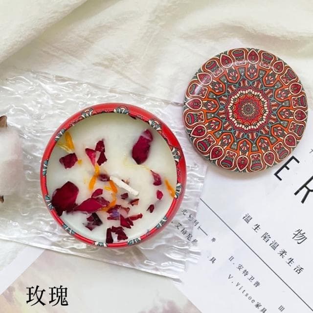 【CS22】造型鐵盒豆蠟乾燥花香氛蠟燭(禮盒裝四入組)