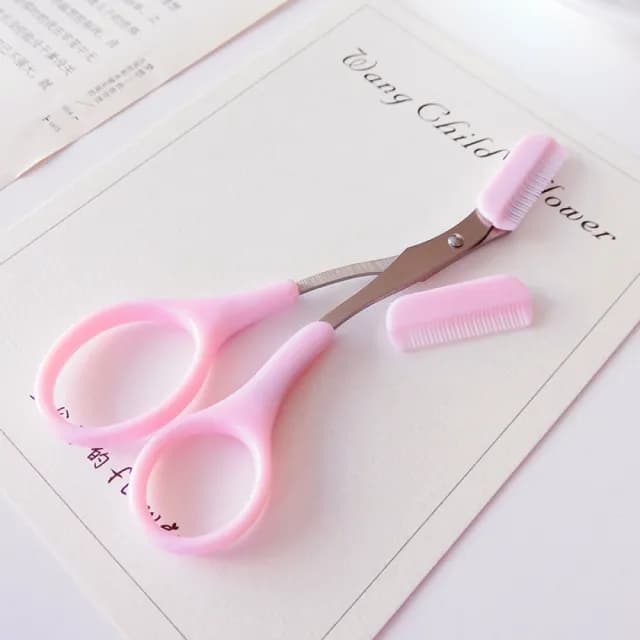 【美容用具】不鏽鋼專業修眉剪刀附眉梳(修容 修眉刀 修眉剪 剃眉刀 修眉神器 修除雜毛 交換禮物)