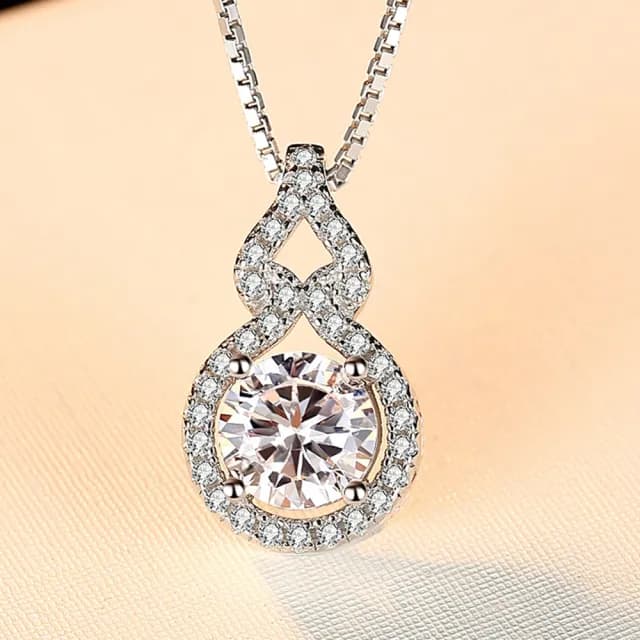 【米蘭精品】現貨+預購 莫桑鑽項鍊925純銀吊墜(1克拉8心8箭鏤空葫蘆情人節生日聖誕節禮物女飾品73yk37)