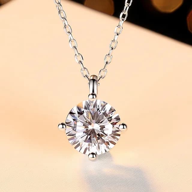 【米蘭精品】現貨+預購 莫桑鑽項鍊925純銀吊墜(2ct四爪鑲嵌單鑽聖誕節情人節生日交換禮物女飾品73yk27)