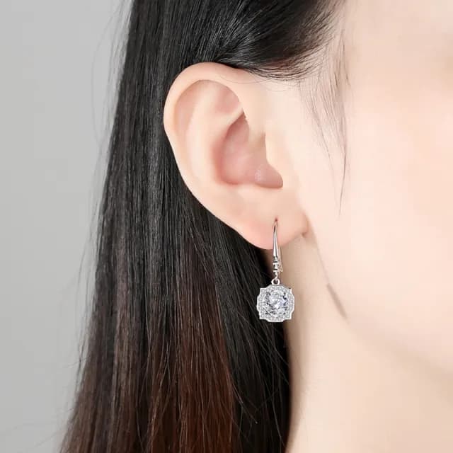 【米蘭精品】現貨+預購 莫桑鑽耳環925純銀耳針(1ctD色八心八箭方型情人節生日聖誕節禮物女飾品73yk59)