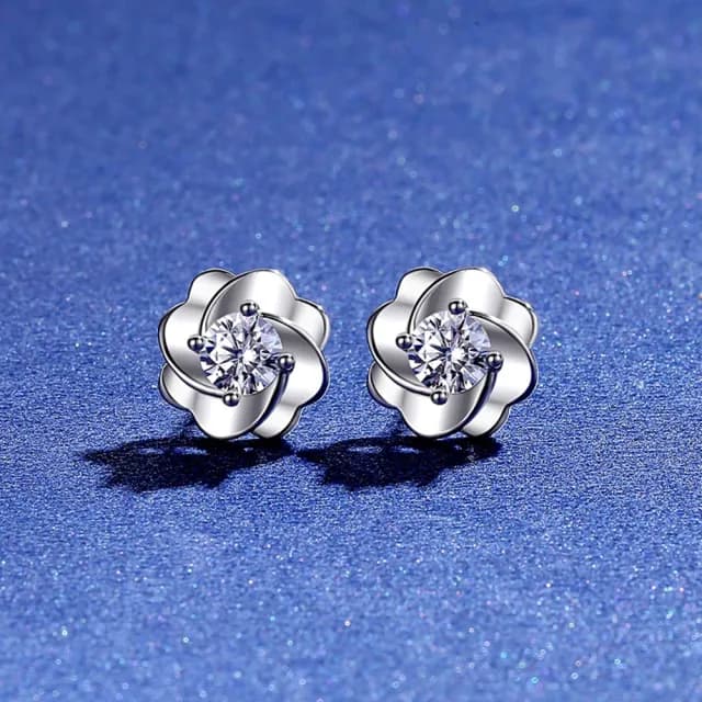 【米蘭精品】現貨+預購 莫桑鑽耳環925純銀耳針(0.3ct單鑽花朵氣質情人節生日禮物女飾品73yk112)