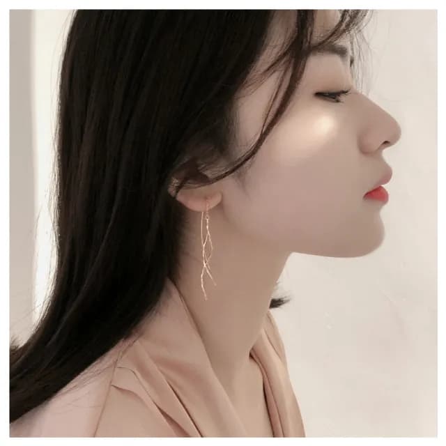 【HaNA 梨花】韓國迷離曲線．心之所向垂墜耳線耳環(針式 耳環 耳飾 耳圈 耳釘)