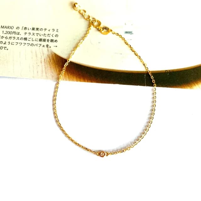 【Eli JEWELRY】義大利進口14K黃金 經典小鑽石粉紅色14K玫瑰金黃金細手鍊(附金飾保證卡 精美禮物包裝)