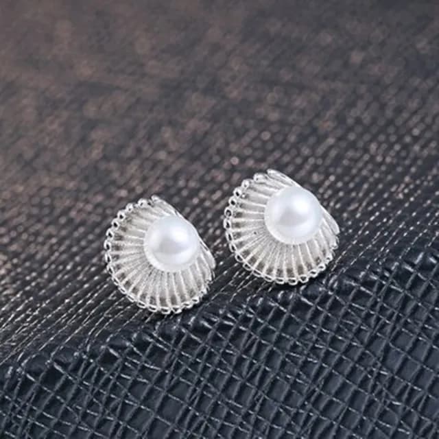 【米蘭精品】現貨+預購 925純銀耳環耳飾(珍珠貝殼造型情人節生日聖誕節交換禮物女飾品73dy105)