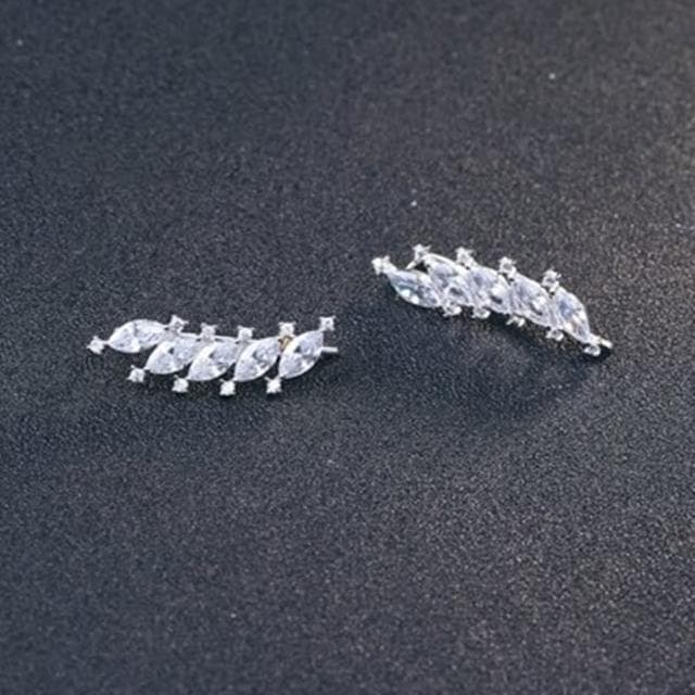 【米蘭精品】現貨+預購 925純銀耳環鑲鑽耳飾(創意葉子造型情人節生日聖誕節交換禮物女飾品73dy104)