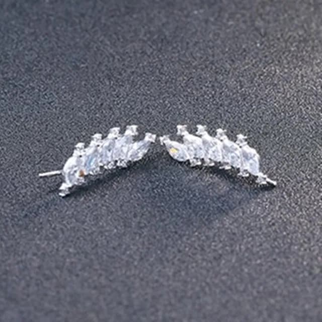 【米蘭精品】現貨+預購 925純銀耳環鑲鑽耳飾(創意葉子造型情人節生日聖誕節交換禮物女飾品73dy104)