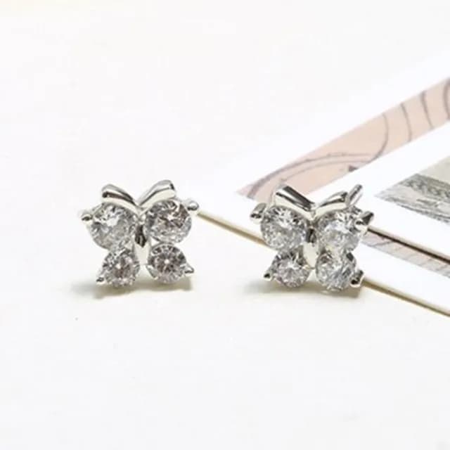 【米蘭精品】現貨+預購 925純銀耳環鑲鑽耳飾(時尚流行蝴蝶造型情人節生日聖誕節交換禮物女飾品73dy114)