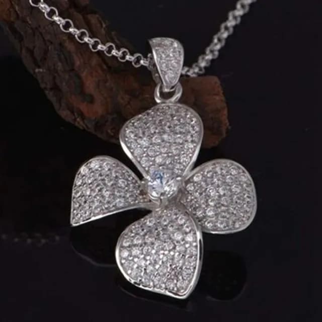 【米蘭精品】現貨+預購 鍍白金項鍊鑲鑽吊墜(優美四葉草情人節生日聖誕節交換禮物女飾品73cy2)