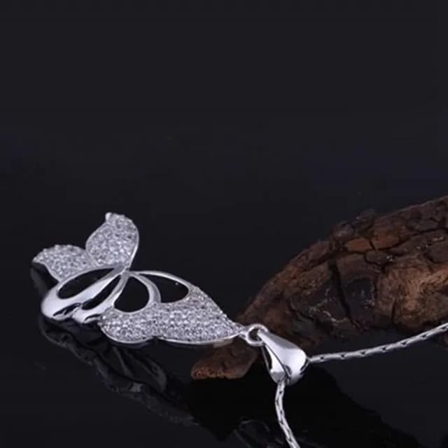 【米蘭精品】現貨+預購 鍍白金項鍊鑲鑽吊墜(優雅蝴蝶造型情人節生日聖誕節交換禮物女飾品73cy4)