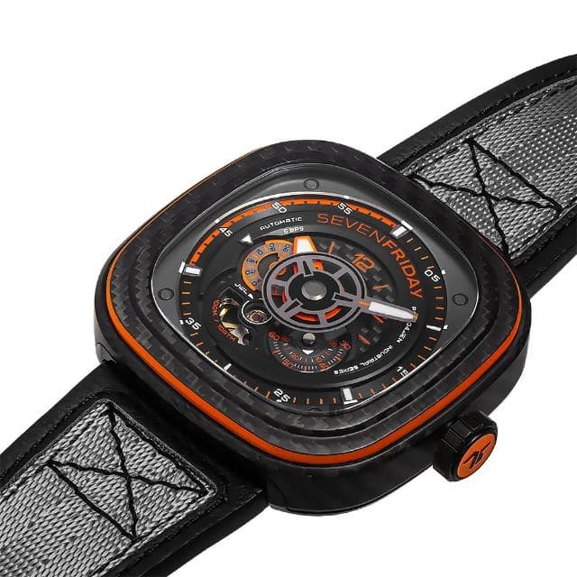 【SEVENFRIDAY】橘色碳纖維限時發行版機械錶 送禮 禮物 推薦(P3C/09)
