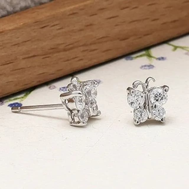 【米蘭精品】現貨+預購 925純銀耳環鑲鑽耳飾(可愛蝴蝶氣質百搭情人節生日聖誕節交換禮物女飾品73dm22)