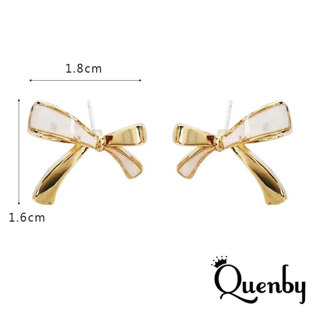 【Quenby】韓國同步微法式風金屬蝴蝶結耳環/耳針(耳針/飾品/配件) - momo購物網 - 好評推薦 -