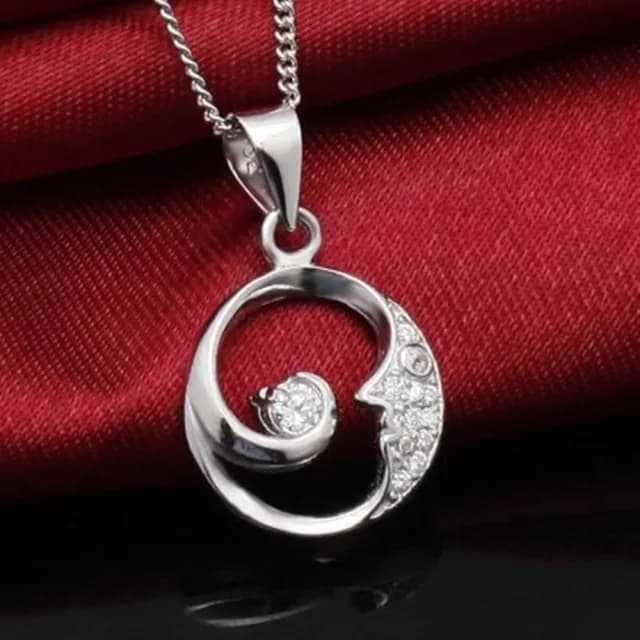 【米蘭精品】現貨+預購 925純銀項鍊鑲鑽吊墜(優雅月亮造型獨特情人節生日聖誕節交換禮物女飾品73df18)