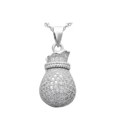 【米蘭精品】現貨+預購 925純銀項鍊鑲鑽吊墜(個性錢袋風格獨特情人節生日聖誕節交換禮物女飾品73df79)
